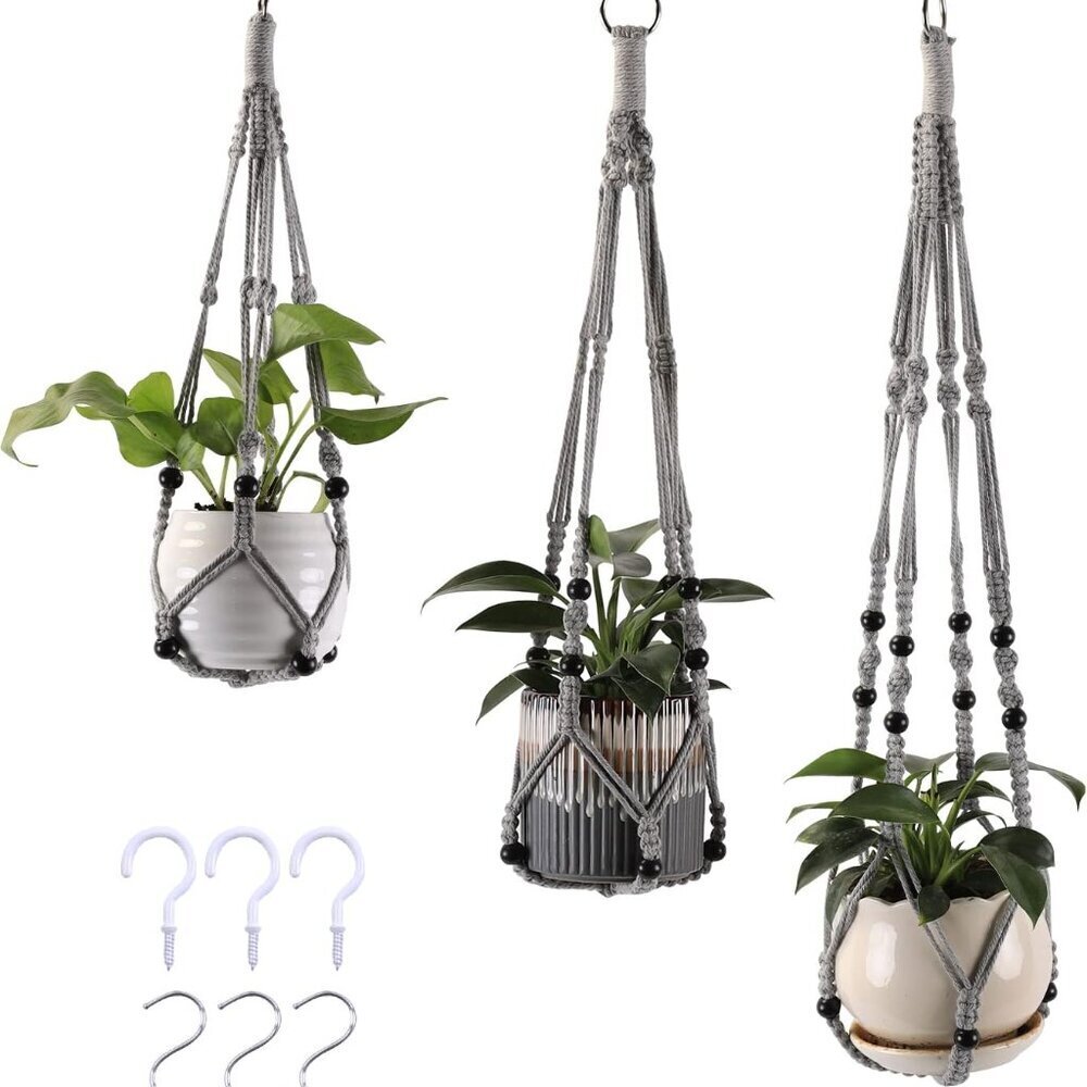 3-Pack Macrame Plant Hanger Indoor - Hanging Planter Basket for Indoor Outdoor -